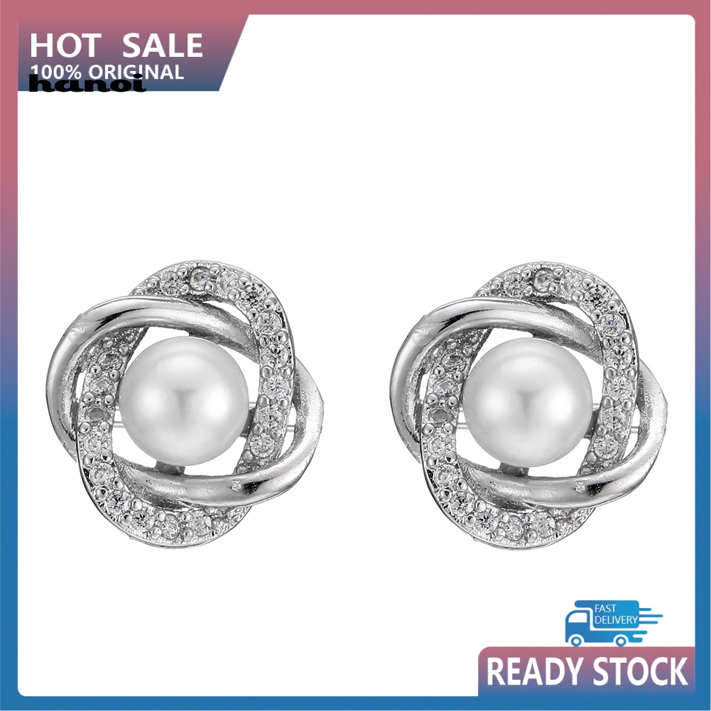 Bông Tai Hoa Đính Ngọc Trai Giả Thanh Lịch Cho Nữ