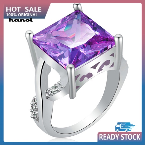 Nhẫn Đính Hôn Mặt Vuông Đính Đá Thời Trang Cho Nữ