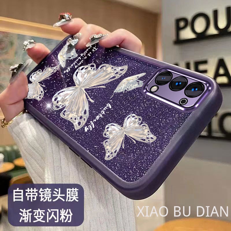 ốp lưng OPPO reno 5 oppo reno 5 pro 5g Ốp Điện Thoại Lens Protection Film Soft Transparent Butterfly Pattern Gradient Color Trường hợp điện thoại OPPO reno 5 oppo reno 5 pro 5g Shock Protection Case