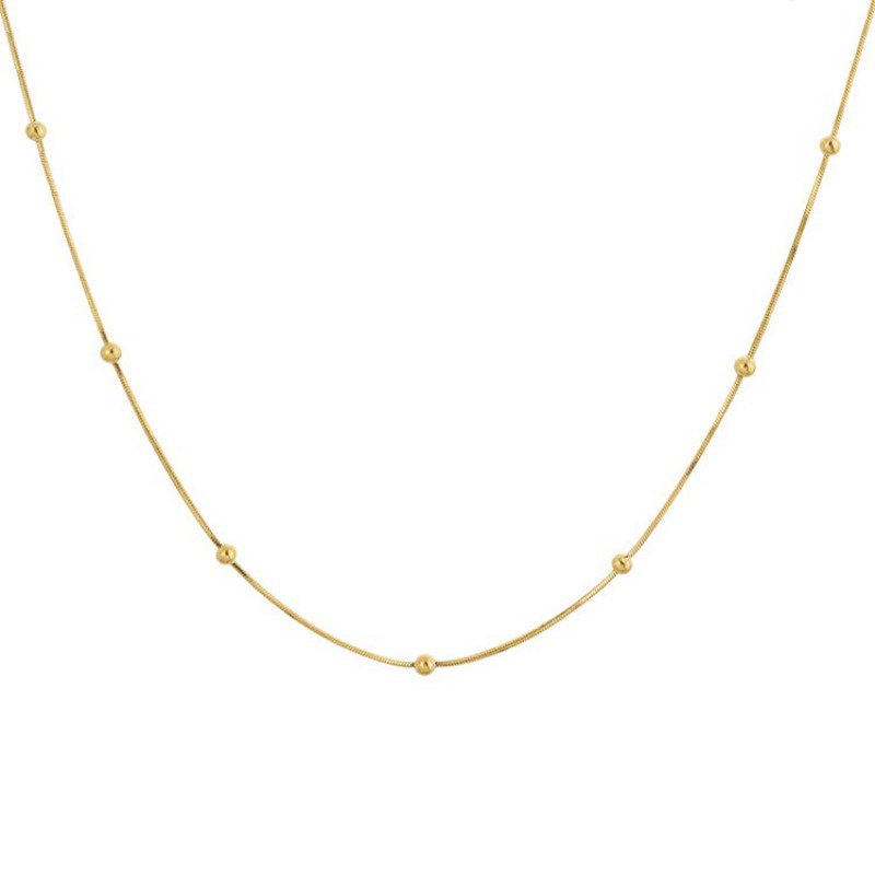 Vòng cổ Xương Rắn Mạ Vàng 18K Đính Hạt Tròn Đơn Giản