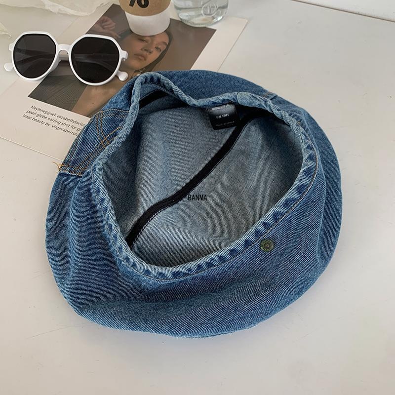 Mũ Beret Denim Phong Cách Thời Trang Vintage Nhật Bản