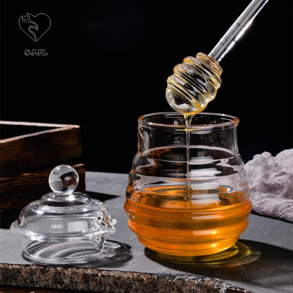 Hũ Đựng Mật Ong Bằng Thủy Tinh Trong Suốt Có Nắp Đậy Tiện Dụng Cho Nhà Bếp / Văn Phòng / Tiệc Cưới