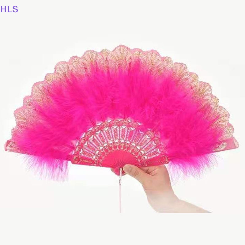 Quạt Xếp Cầm Tay Gắn Lông Vũ Phong Cách Lolita Nhật Bản