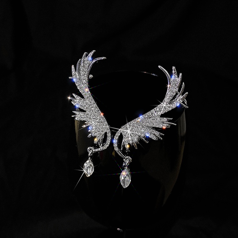 Bông Tai Hình Đôi Cánh Đính Đá Zircon Thời Trang Dành Cho Nữ