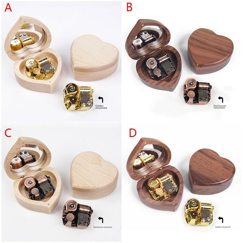 Hộp Nhạc Bằng Gỗ Hình Trái Tim Có Gương Dùng Làm Quà Tặng Sinh Nhật / Valentine