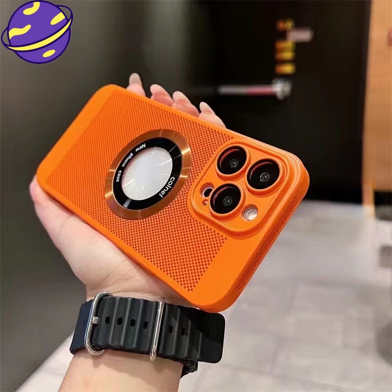 Ốp Điện Thoại PC Cứng Thiết Kế Lỗ Lưới Tản Nhiệt Từ Tính Sang Trọng Cho IPhone 14 13 12 11 Pro Max 14Plus