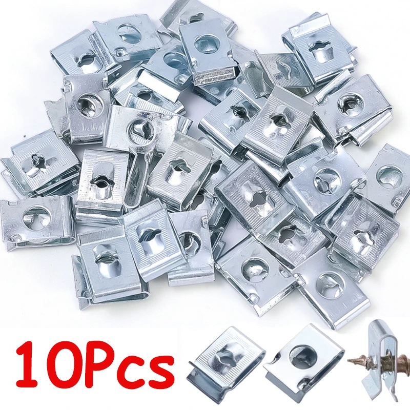 FENDER Set 10 Ốc Vít Chữ U 6mm Bằng Kim Loại Cho Xe Hơi