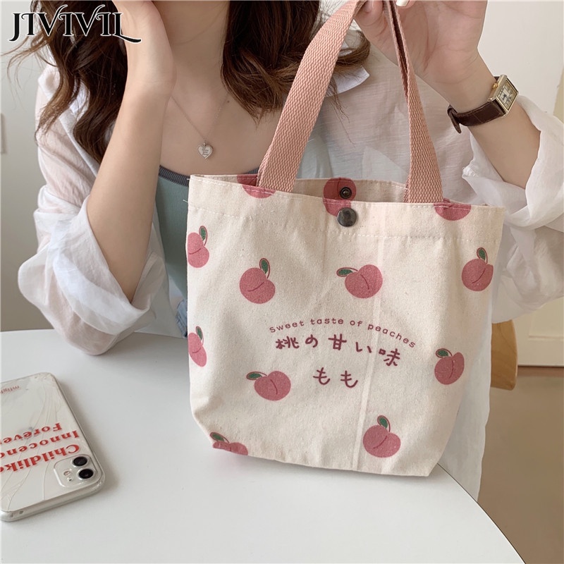 HT XIANSHENG Túi Vải canvas Đựng Cơm Trưa mini Phong Cách Nhật Hàn Dễ Thương Cho Bạn Gái