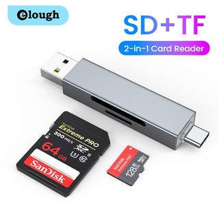 Đầu đọc thẻ nhớ ELOUGH tốc độ cao 2 trong 1 USB 2.0 type C sang SD Micro SD TF