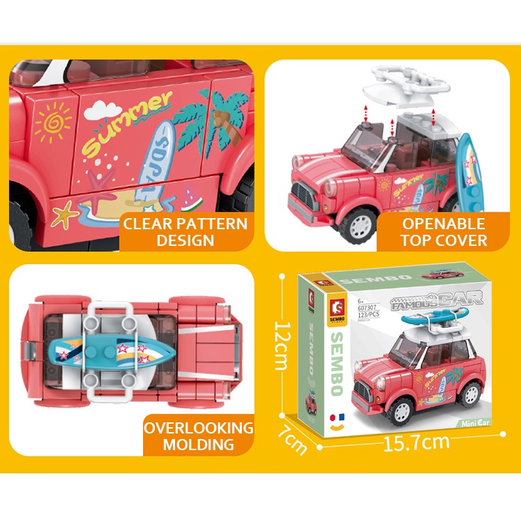 Đồ chơi lắp ráp xếp hình SEMBO BLOCK Famous Car - Xe mini đáng yêu - Dành cho bé từ 6 tuổi
