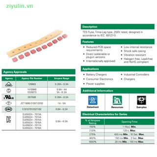 10 cầu chì nhựa vuông t500ma t1a 2a 2.5a 3.15a 4a 5a 6.3a 8a 10a 392