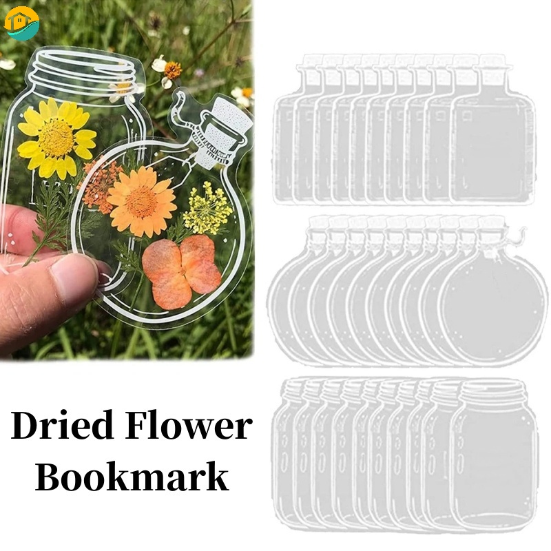 Set 20 Kẹp Đánh Dấu Trang Sách Hình Cây Hoa Khô Trong Suốt DIY