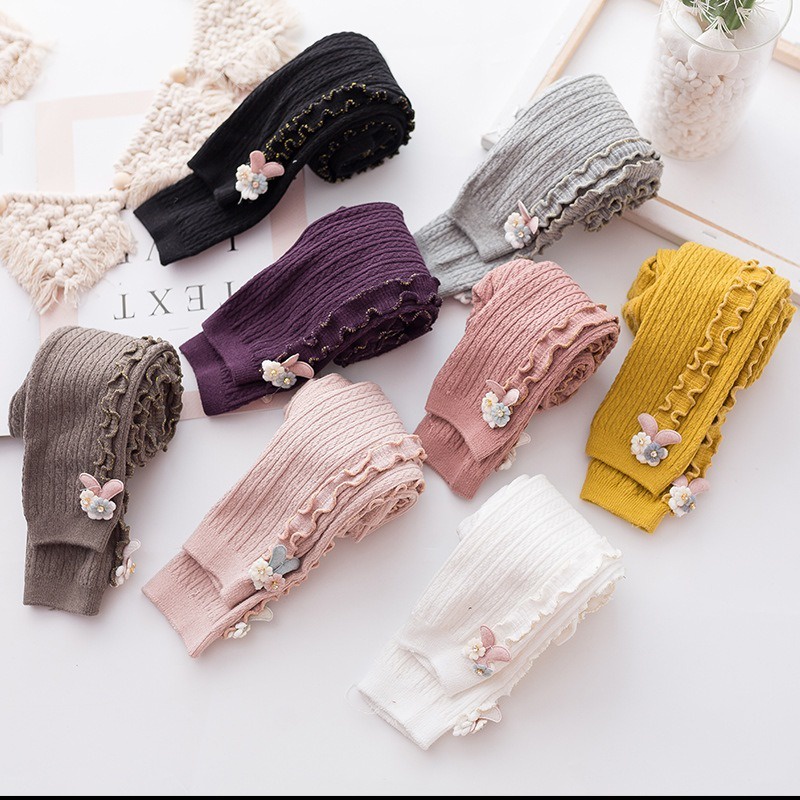 Quần legging nấm mùa xuân cho bé gái màu kẹo cô gái leggins đàn hồi trẻ em quần đùi trẻ em có gân quần áo