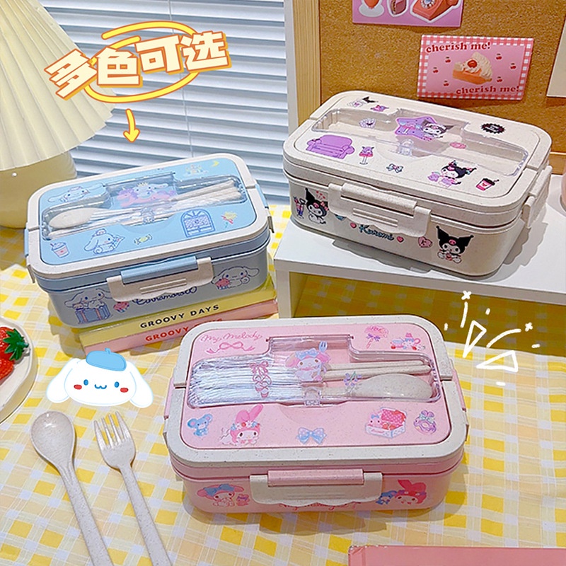 Phim Hoạt Hình Sanrio Kuromi Giai Điệu Cinnamonroll Hộp Bento Với Bộ Đồ Ăn Văn Phòng Học Sinh Ngăn Bát Cơm Kèm Dao Kéo -top3C01