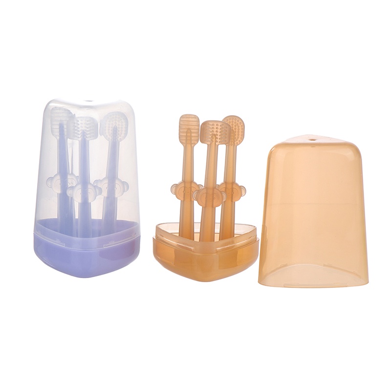 Set 3 Bàn Chải Đánh Răng Silicone Cho Bé Từ 0-18 Tháng Tuổi