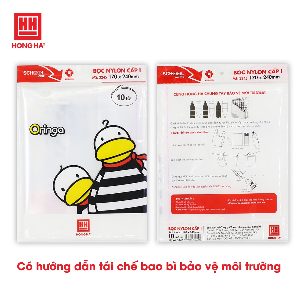 Bọc vở nilon cấp I Hồng Hà tập 10 chiếc