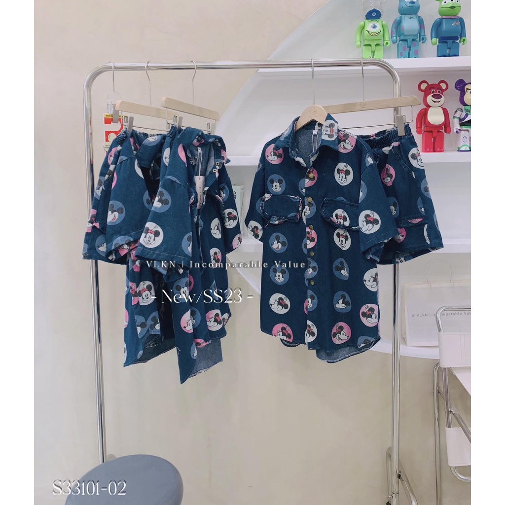 Set chấm bi mic.key viền bèo