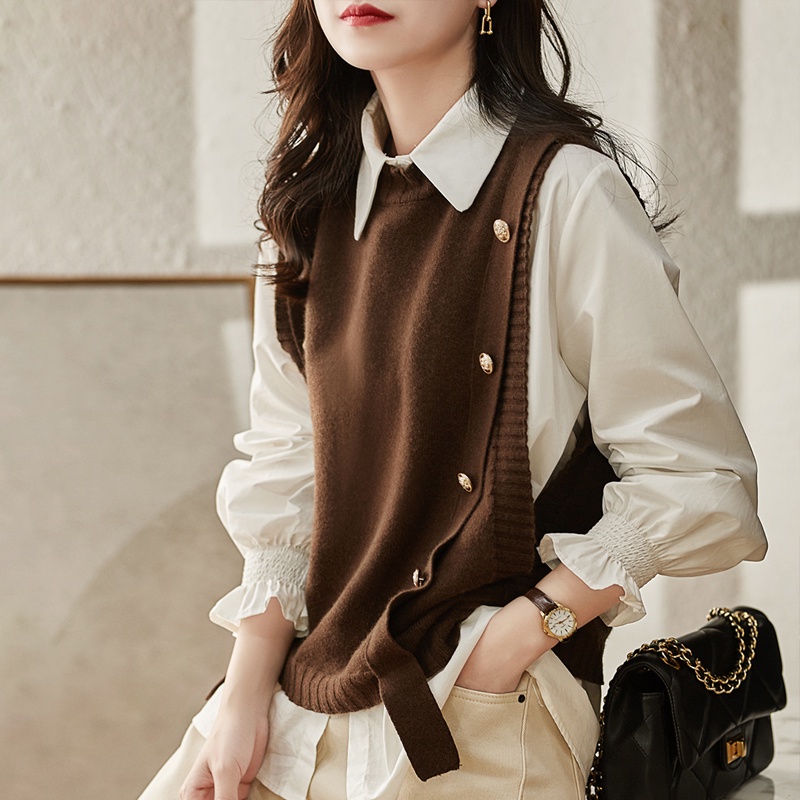 Casual fashion knitted waistcoat spring and autumn fashionable internet celebrity temperament slimming age-reducing knitted waistcoat fashionable MC ornament MZTC