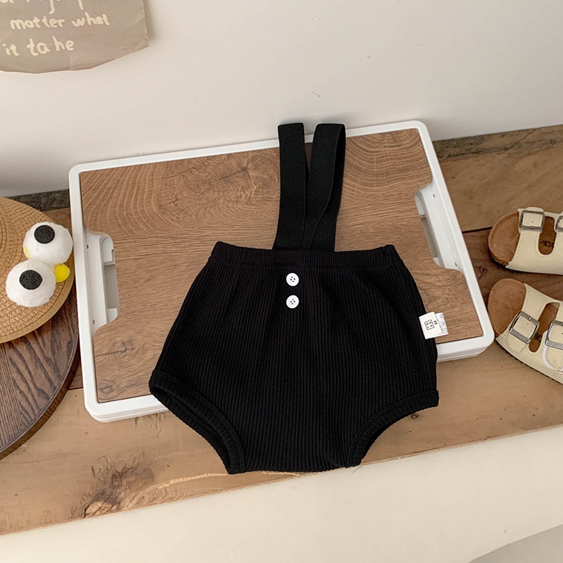 Quần Yếm Ngắn Màu Đen Thoải Mái Dễ Phối Đồ Thời Trang Mùa Hè Cho Bé Trai Và Gái