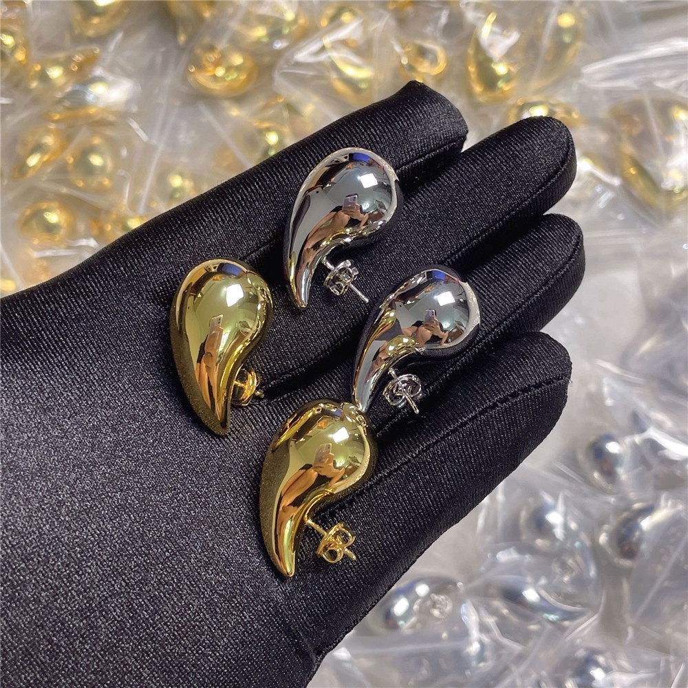 Bông Tai Bằng Thép Không Gỉ Mạ Vàng 18k Hình Giọt Nước Thời Trang