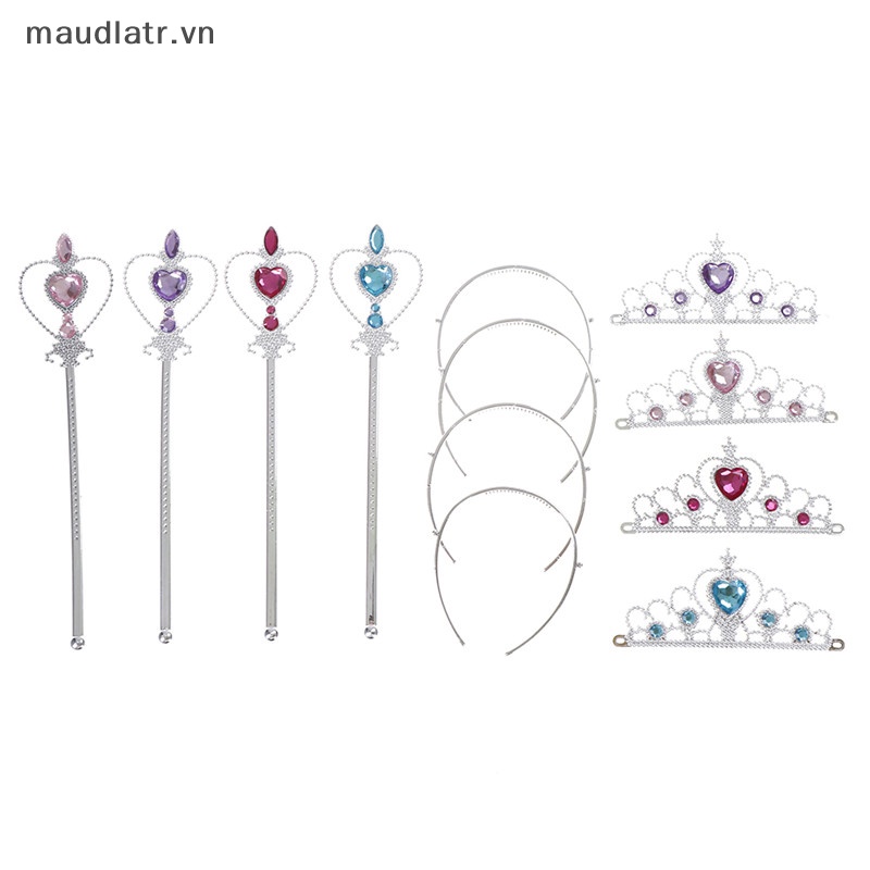 1 Bộ Vương Miện Công Chúa Pha Lê + Gậy Phép Thuật Cho Bé Gái