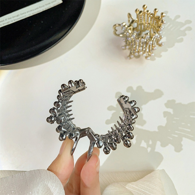 Kẹp Tóc Đính Đá Và Ngọc Trai Bằng Kim Loại Thời Trang Cho Nữ