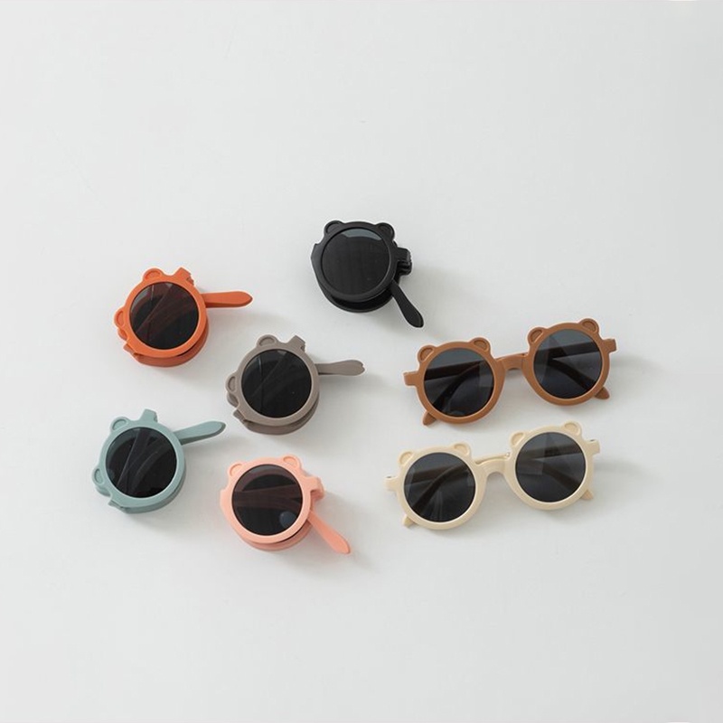 Kính Mát Chống Tia UV Hình Gấu Dễ Thương Cho Bé Có Thể Gấp Gọn