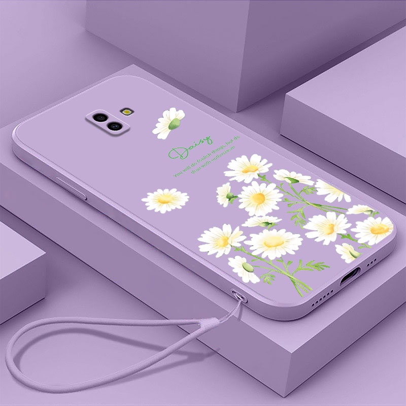 ốp lưng Samsung J6 Prime J6 Plus vỏ điện thoại daisy nhỏ cạnh thẳng toàn bộ ống kính silicone mềm ch