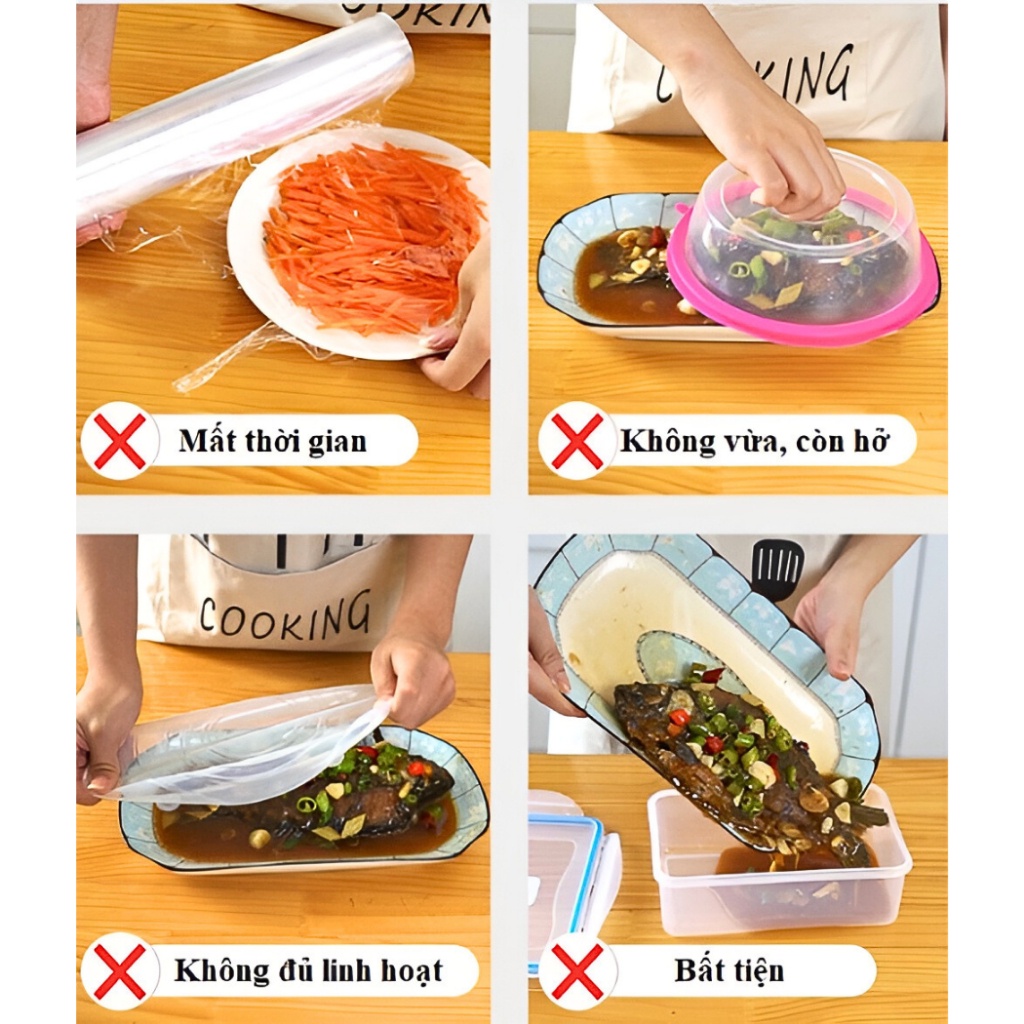 Màng Bọc Thực Phẩm Túi Co Giãn Siêu Dai Có Chun Bọc Đồ Ăn Hình Túi Gấu PE Siêu Dai 100 Chiếc/T