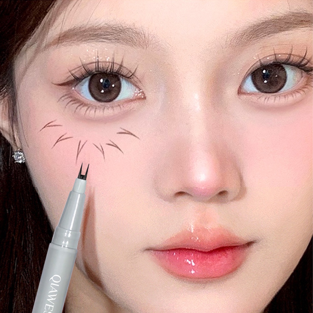 Double forked tip lower lash pen / ultra-thin 2 fork tip liquid eyeliner / waterproof eye brow lying silkworm contour makeup
