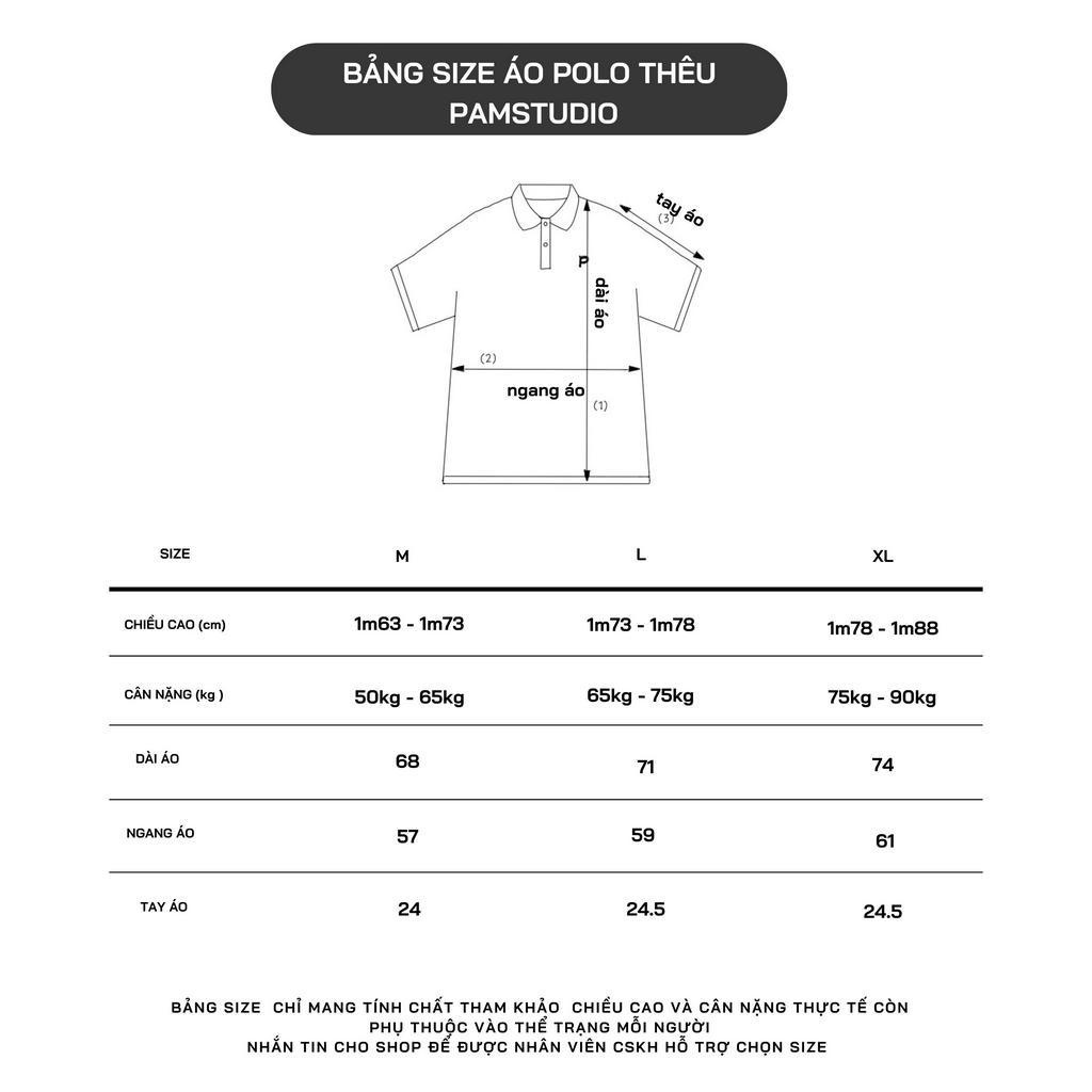 L11 - Áo Polo Cotton Cá Sấu 260gsm PAMSTUDIO , Áo Polo Thêu Chữ Unisex