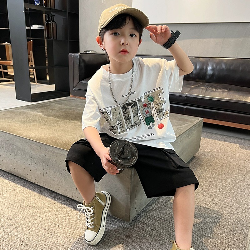 Yidanl Mới Áo Thun Tay Ngắn Dáng Rộng Chất Liệu 100% Cotton Cho Bé Trai