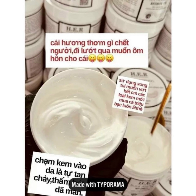 kem body kích trắng mạnh Retinol HER hủ 500gr hương nước hoa căng mịn da