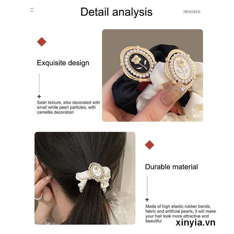 🌺🌺Dây Buộc Tóc Cao Su Đan Sợi Rơm Đính Hoa Hồng