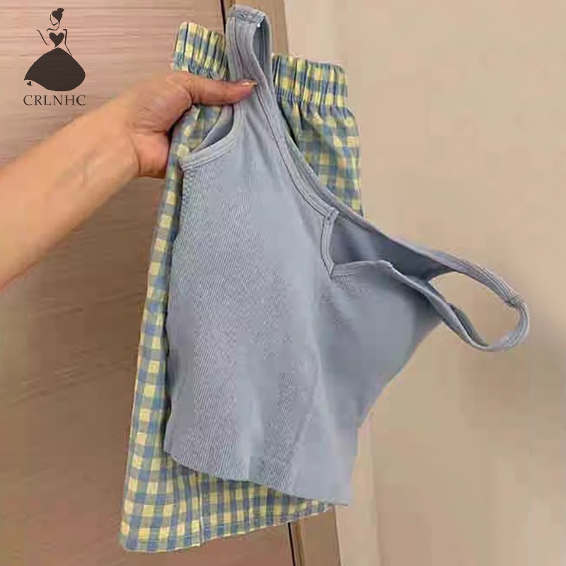 Bộ đồ ngủ CRLNHC gồm quần lưng thun và áo họa tiết hoa thời trang mùa hè cho nữ