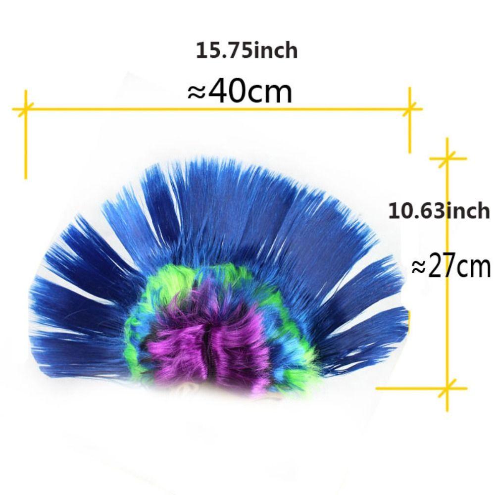 Sweetjohn funny cockscomb, tóc giả mohawk vô hình màu, người hâm mộ chú hề disco natural fluffy rainbow punk wig masquerade show
