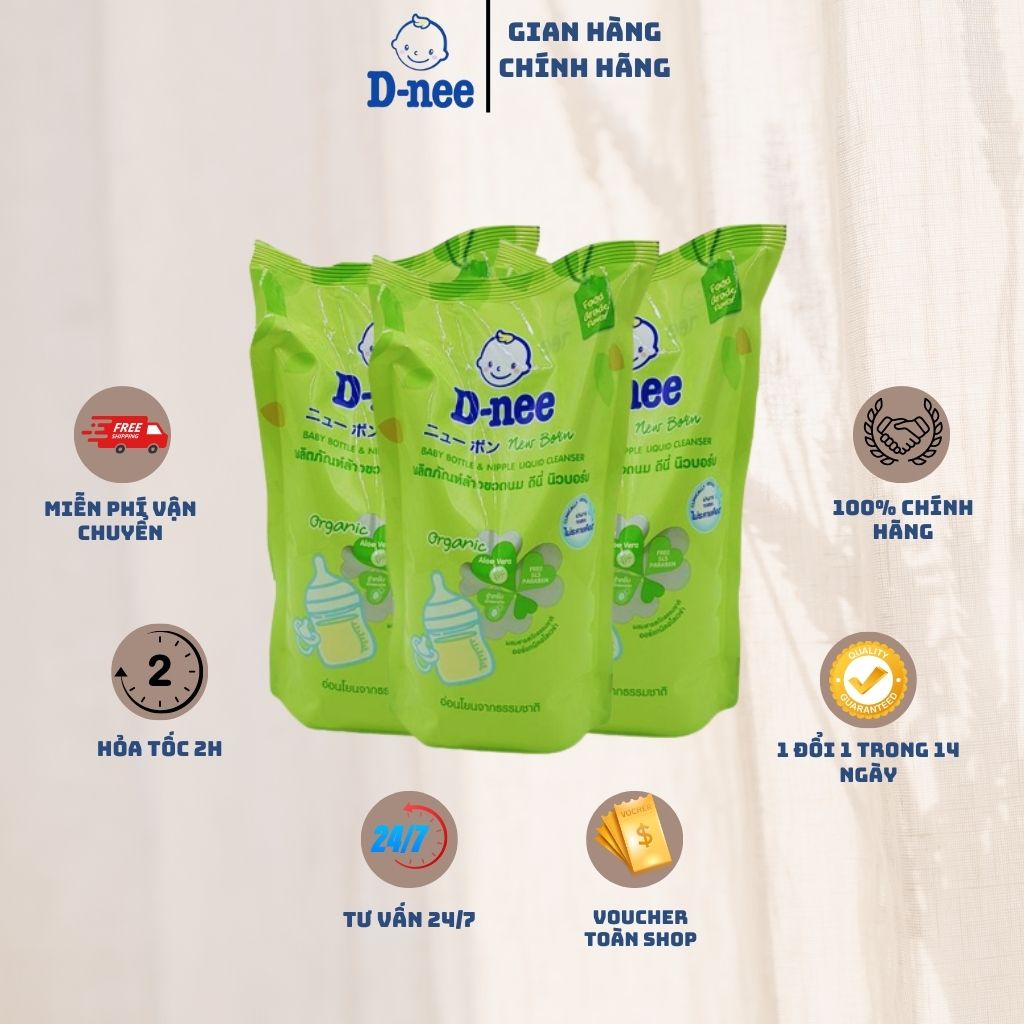 ComBo 3 Túi Nước xúc bình sữa Dnee, Nước rửa bình sữa Dnee dạng túi 550ml hàng THÁI............