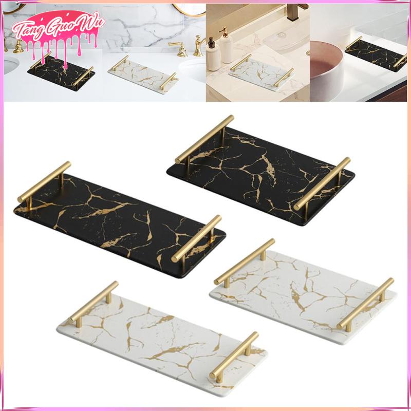 Kết cấu đá cẩm thạch khay phục vụ đa năng không hiển thị gốm trang điểm lưu trữ đồ trang sức cho nhà bếp phòng ngủ phòng tắm