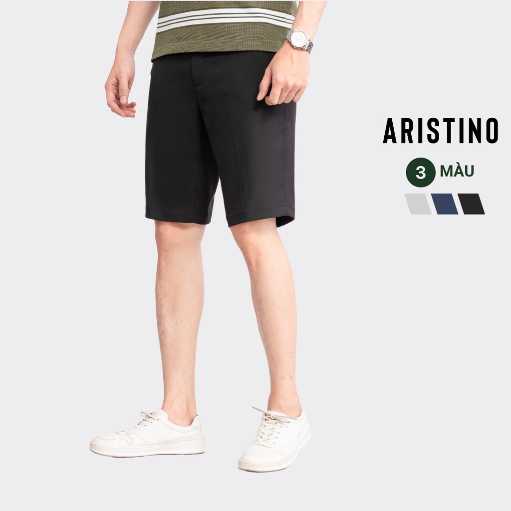 Quần short âu ARISTINO dáng Regular Fit suông nhẹ, thiết kế nam tính với túi xẻ 2 bên khỏe khoắn, trẻ trung - ASO019S3