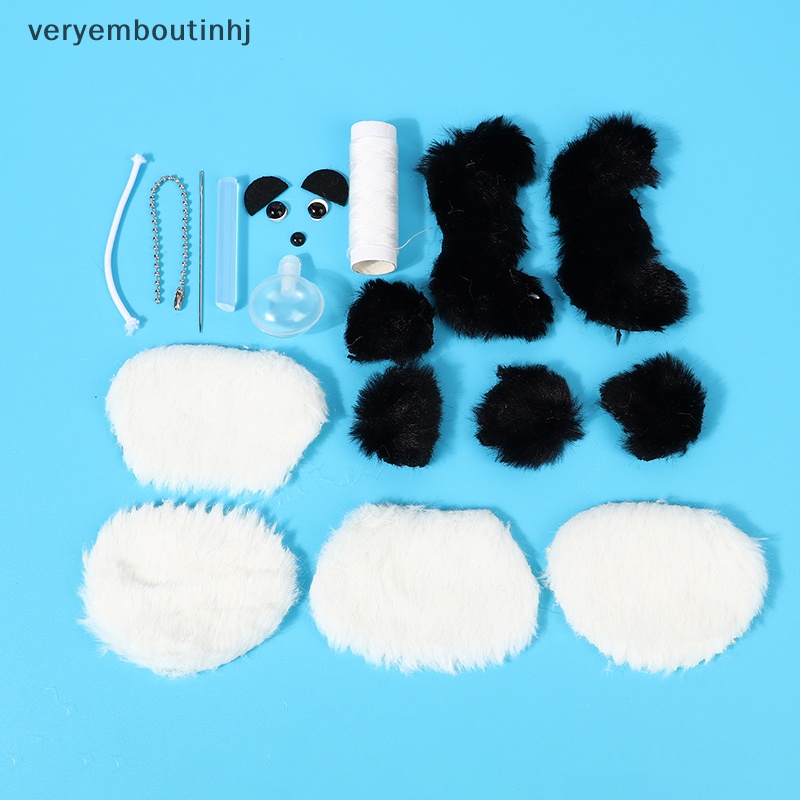Hj đồ chơi nhồi bông gấu trúc nhỏ kẹp tiếng khóc tự làm búp bê thủ công chất liệu túi móc chìa khóa túi mặt dây chuyền búp bê quà tặng n