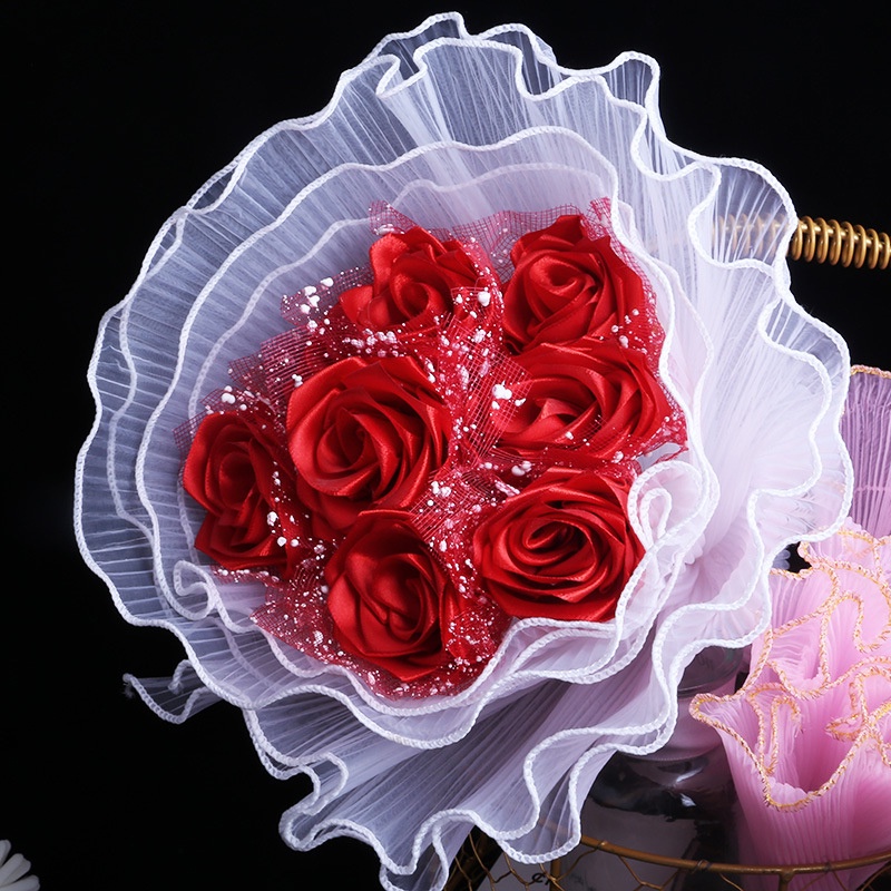 1PC DIY hoa gói giấy ren hoa cung cấp cho cửa hàng hoa sóng sợi bó hoa gói lưới vật liệu đóng gói cho đám cưới