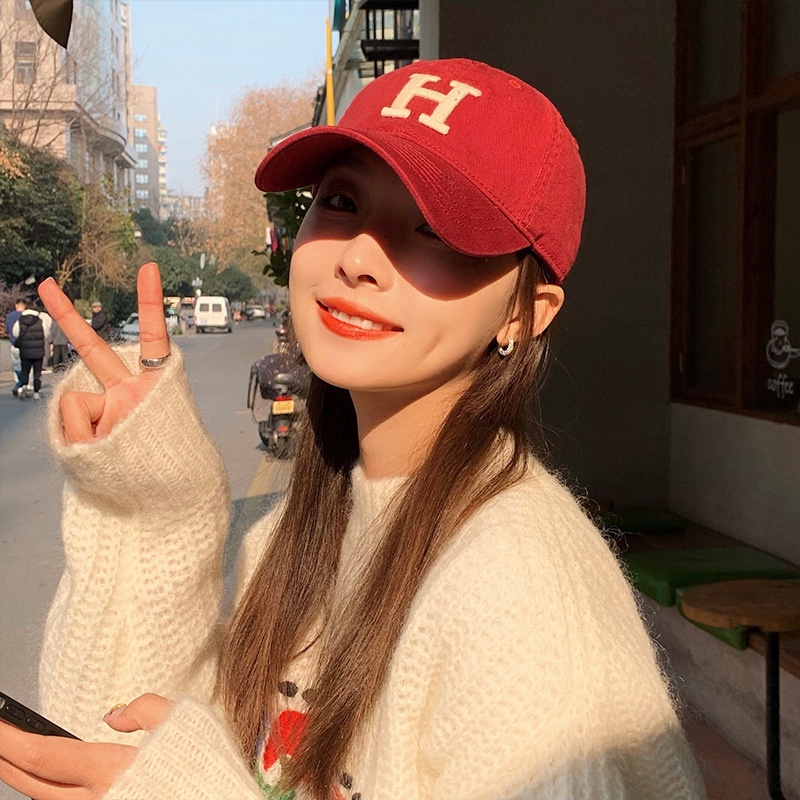 Phiên bản hàn quốc đơn giản chữ h mũ bóng chày cặp đôi mềm mại