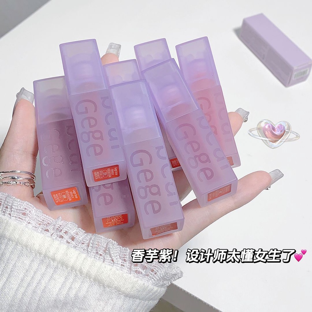 Son kem trang điểm Gege bear nhung lì mềm mịn dễ dàng sử dụng quyến rũ Velvet Lip Tint màu lì siêu mịn lâu trôi