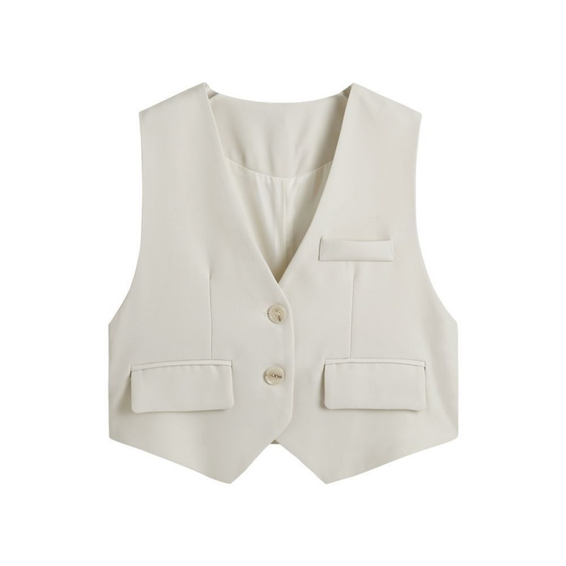 Thiết kế cảm giác thích hợp với màu trắng vest nữ mùa hè mới áo ghi lê vest mỏng màu đen phù hợp với áo ghi lê nhỏ mặc bên ngoài