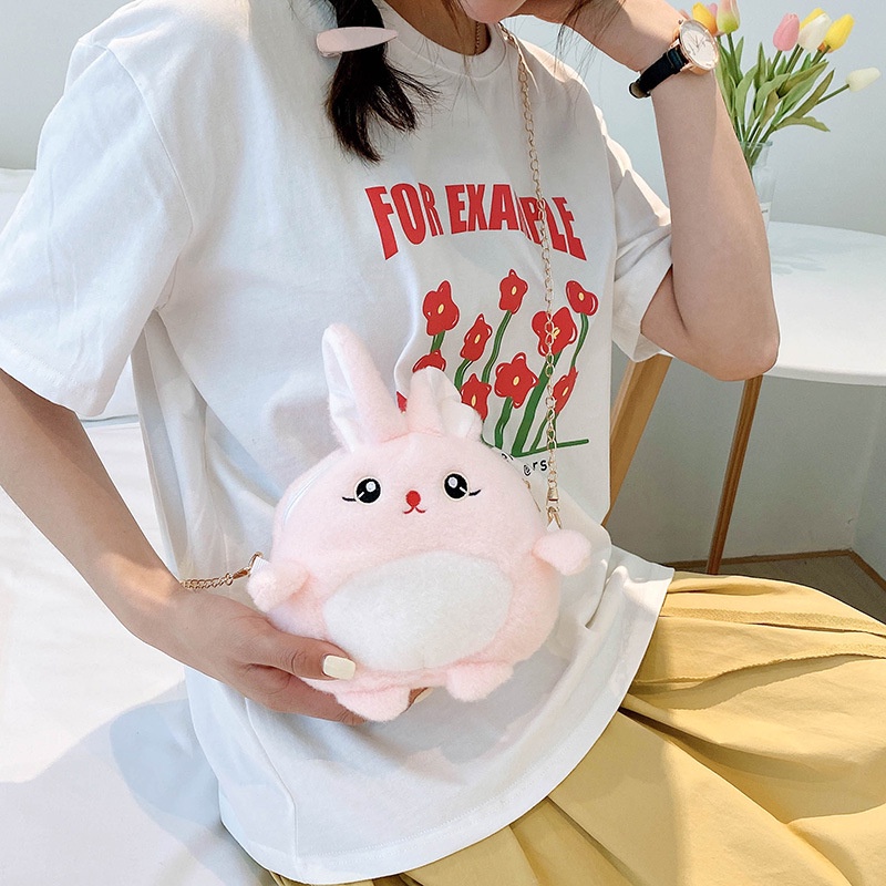 Dễ thương panda rabbit chain messenger bag nữ tính trái tim học sinh trẻ em túi đeo vai sang trọng lấy máy búp bê