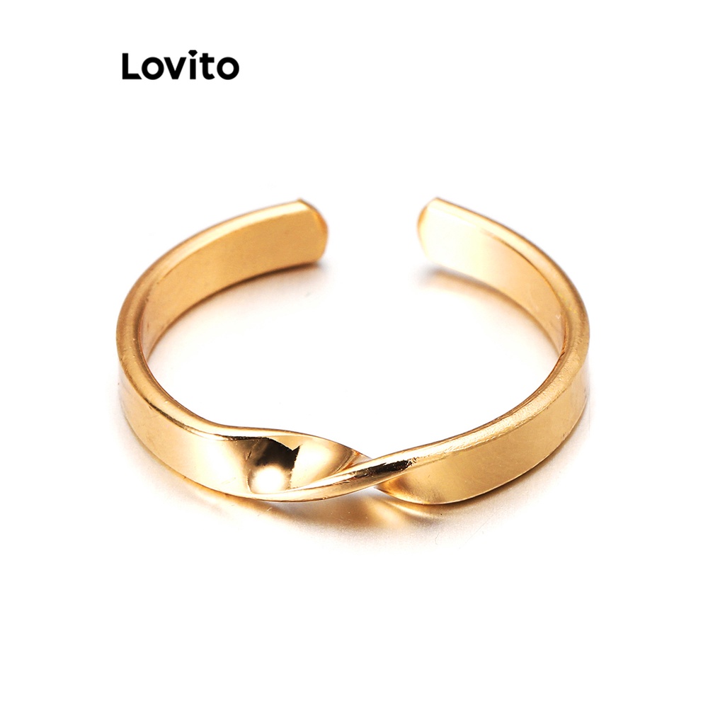 Nhẫn nữ Lovito kim loại màu trơn phong cách thường ngày L60AD042
