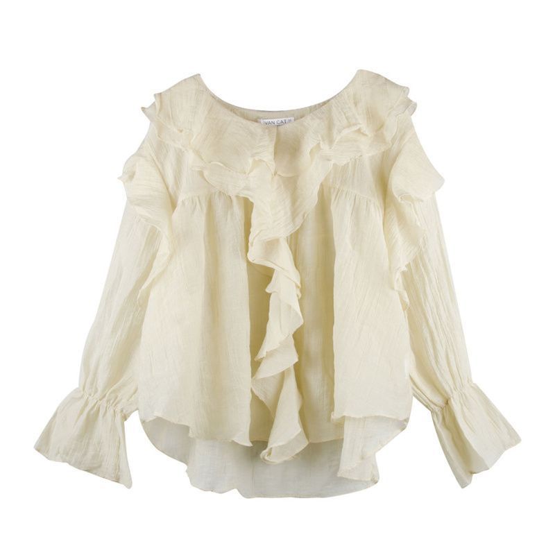 Áo Sơ Mi chiffon Tay Dài Phối Bèo Màu Tím Ngọt Ngào Xinh Xắn Size s-3xl Cho Nữ