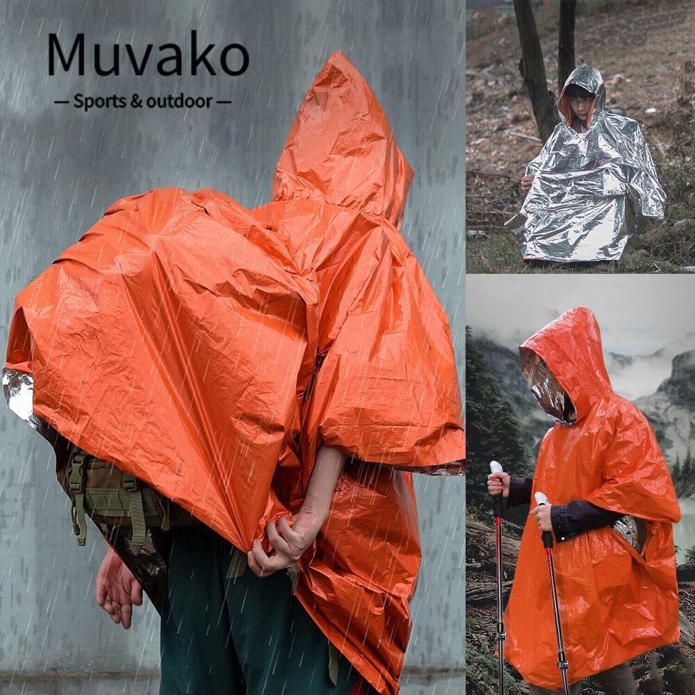 Áo mưa poncho khẩn cấp MUVAKO màng nhôm dày phản quang giữ nhiệt chống gió sinh tồn đa năng khi du lịch
