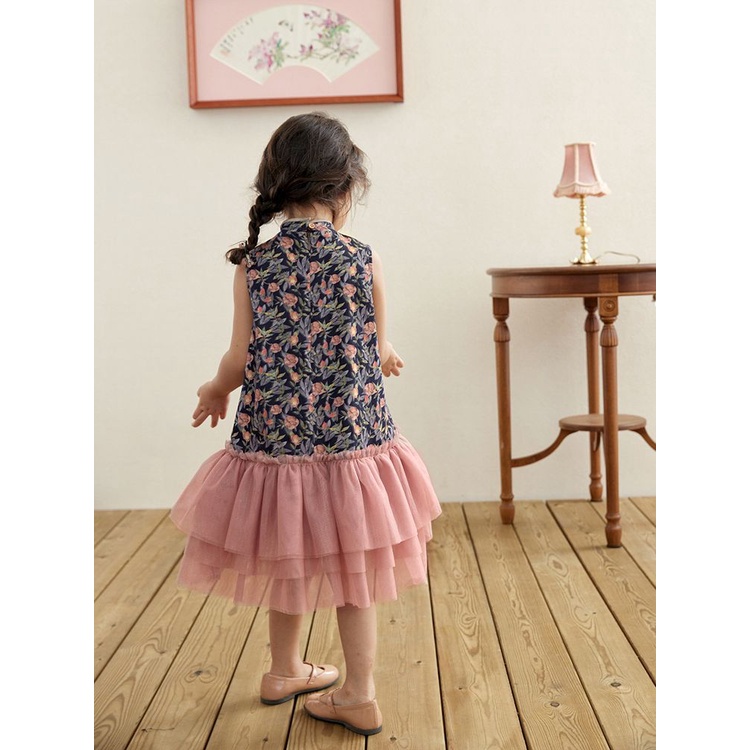 Đầm Sườn Xám Phong Cách Trung Hoa Mới Cho Bé Gái Size 110-150