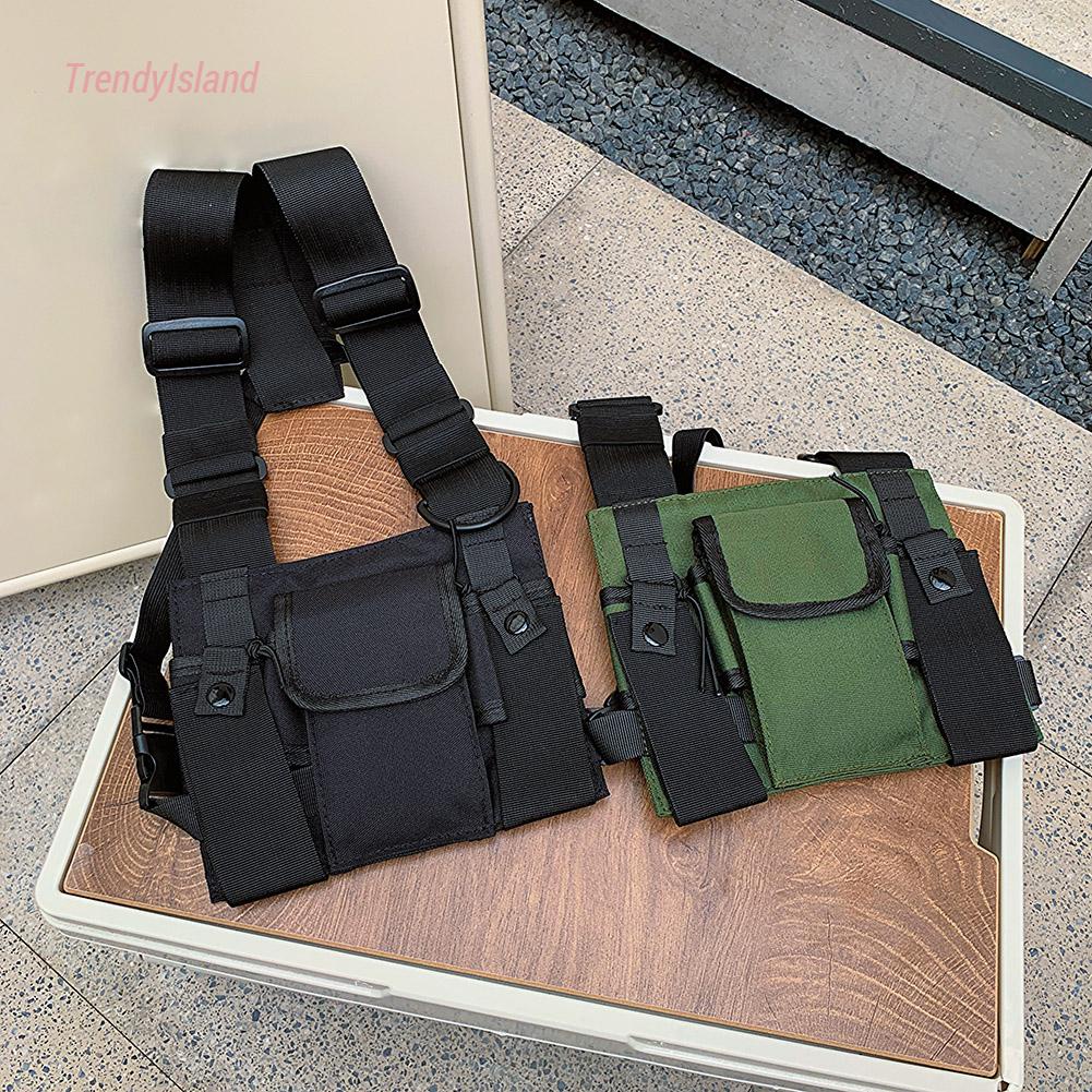Túi đeo ngực cho nam giới nữ anti-theft streetwear vest chest rig bag đa chức năng dây kéo túi thắt lưng chiến thuật màu rắn fanny pack